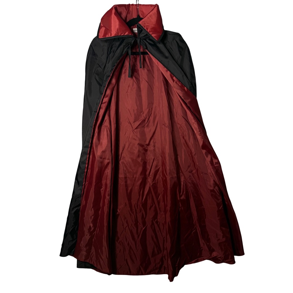 Vintage Handmade Black Red Vampire Cape Dracula Gothic Halloween Costume OS